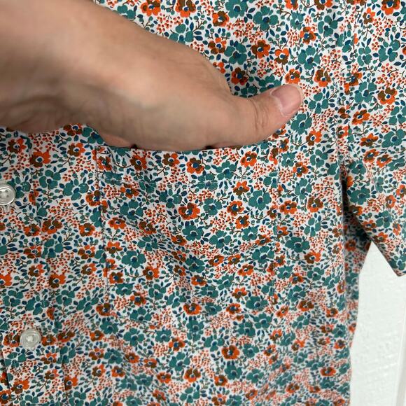 J.Crew Men Short Sleeve Flex Wash Button Shirt Preppy Colorful Green Size Medium - Picture 3 of 7